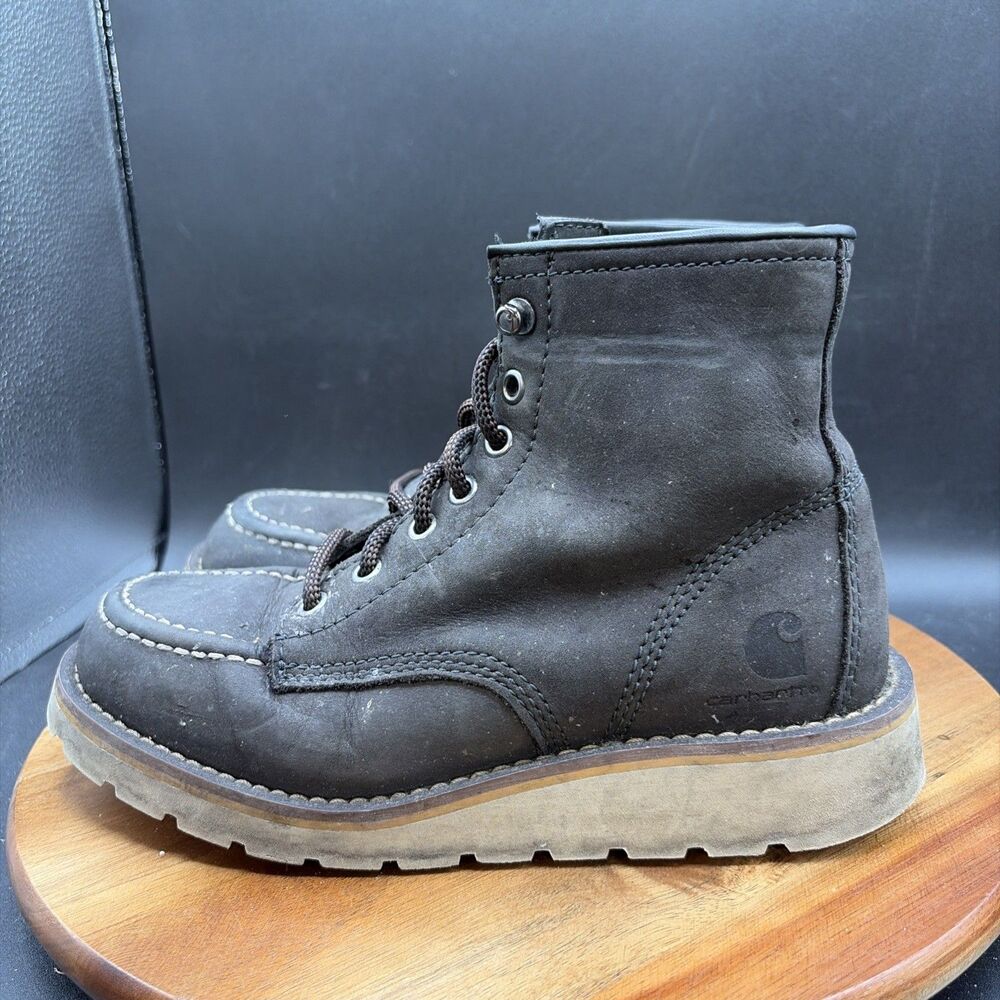 Carhartt 6" Moc Toe Wedge Womens Size 6 Boots Black Shoes